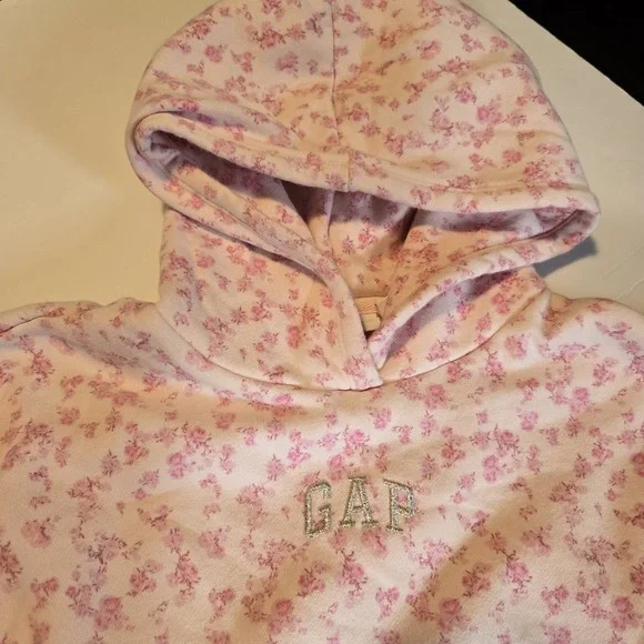 Gap x LoveShackFancy Floral Hoodie Girls MED Pink Cotton Boho Cottagecore - Picture 3 of 9